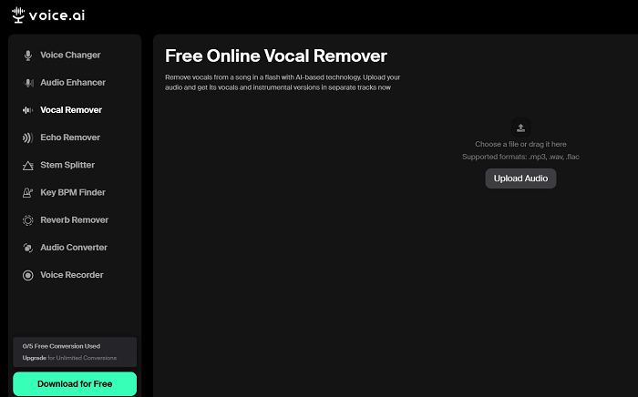 Voice.ai online vocal remover