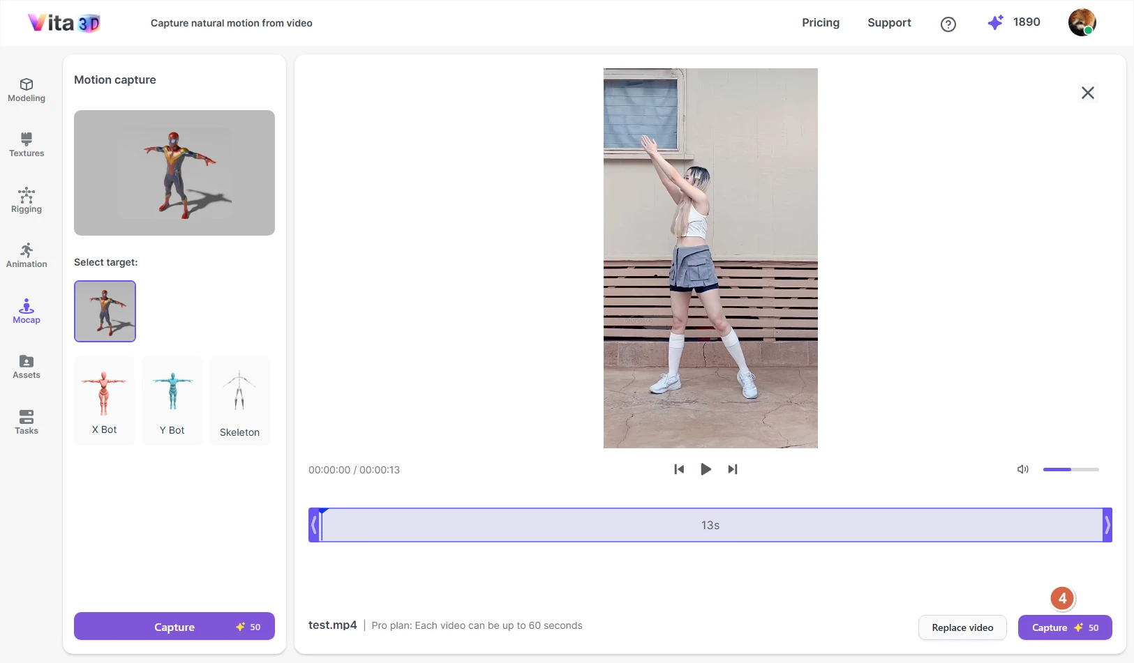 Click Capture in Mocap