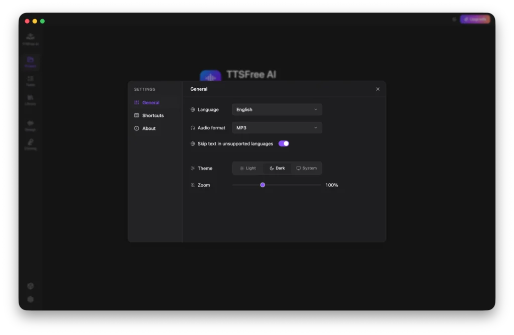 General settings