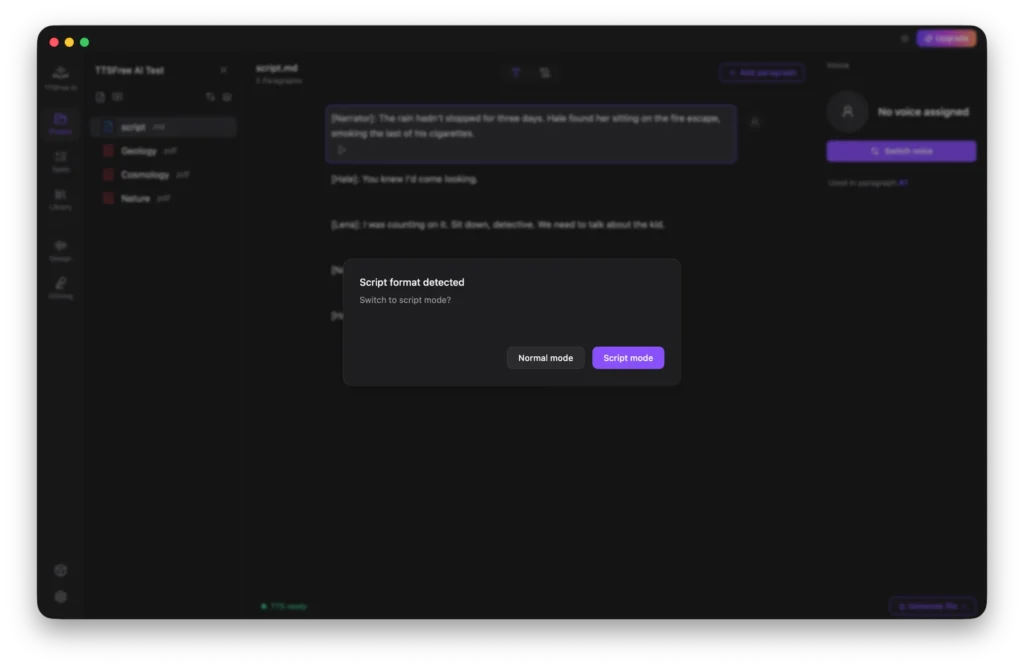 script mode detected