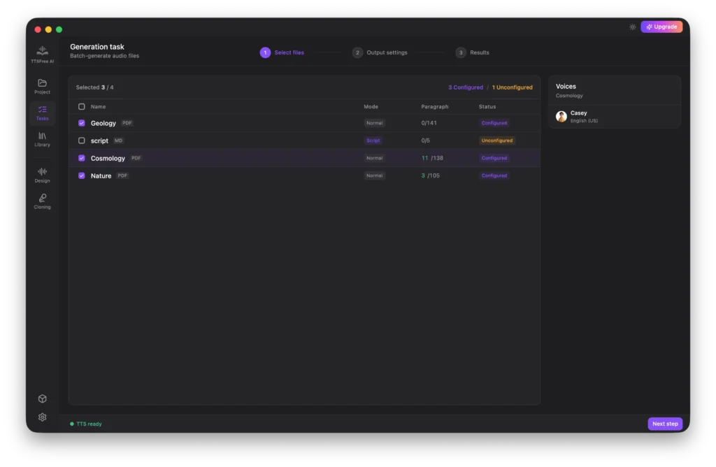 Select files