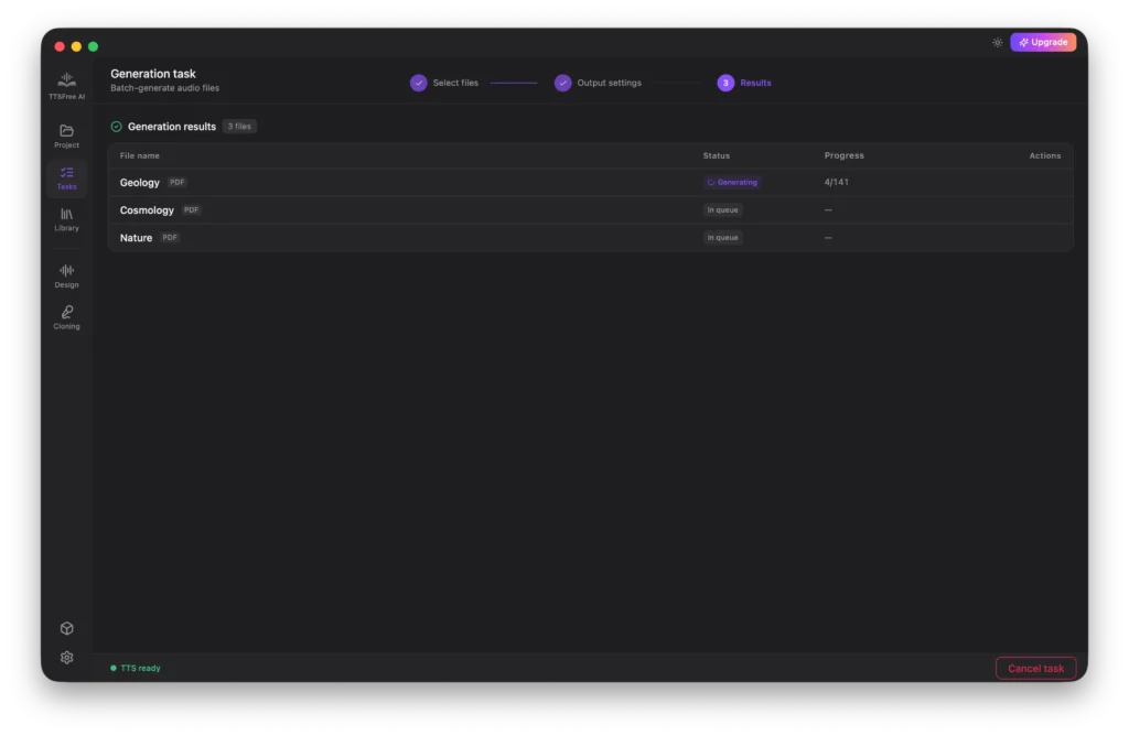 conversion progress