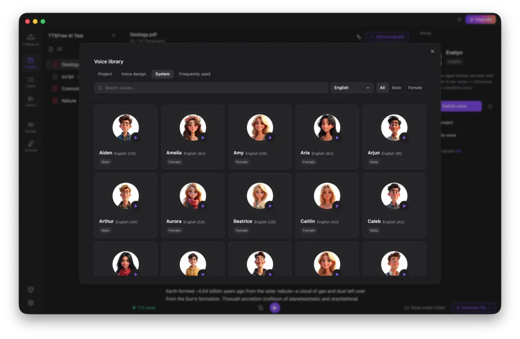 select target voice
