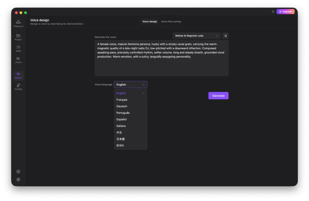 Choose voice design language