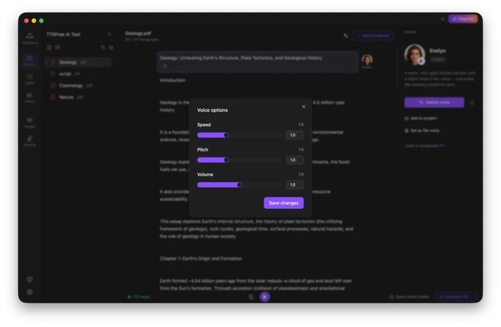 adjust voice options