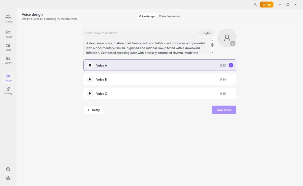 Preview Designed Voices