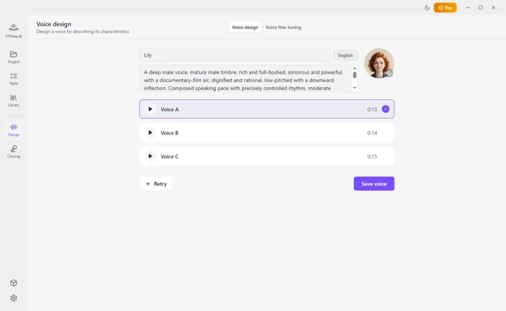 Save Designed Voice