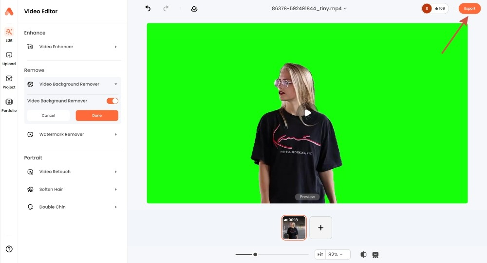 Export green-screen video in airbrush