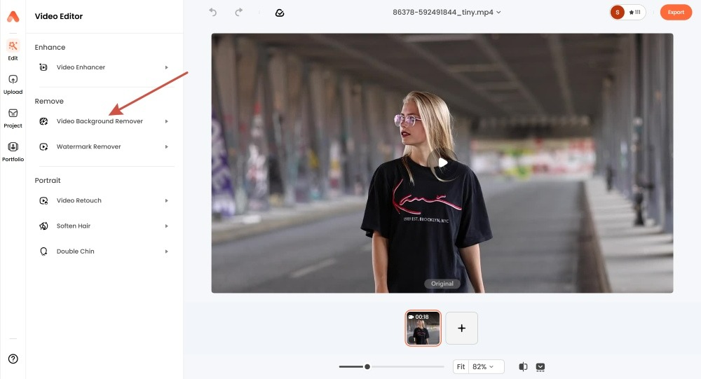 click to remove video background in airbrush